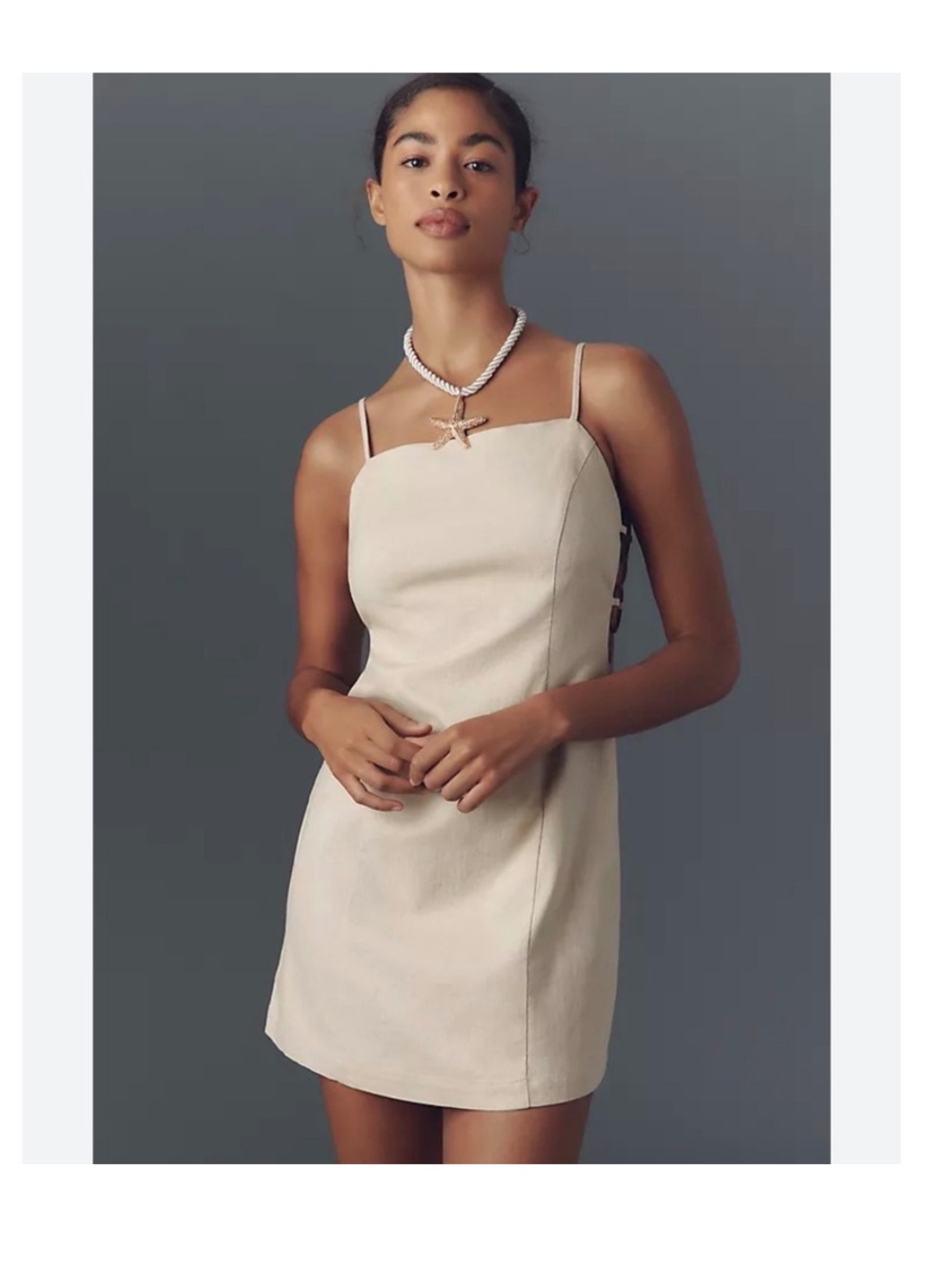 NWT By Anthropologie Smocked Linen Blend Mini Dress